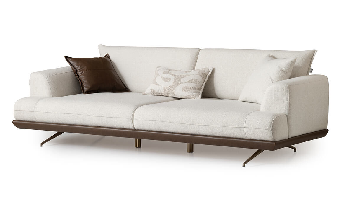 Sofia Krem Üçlü Koltuk - 8