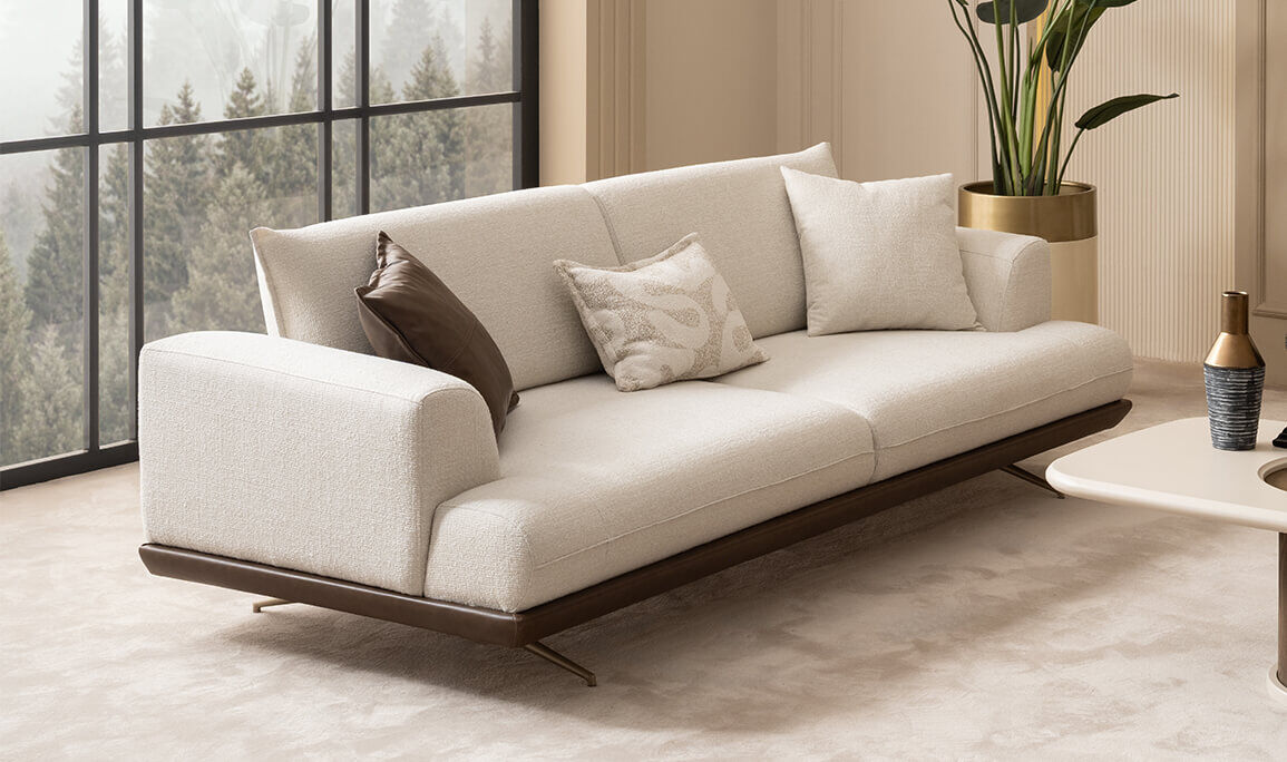 Sofia Krem Üçlü Koltuk - 10