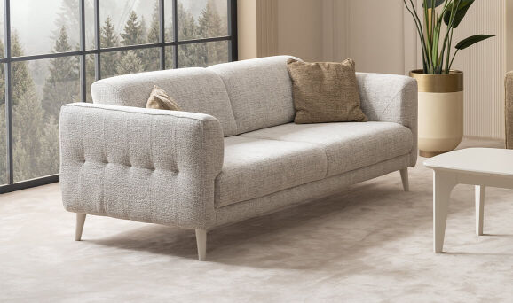 Sosa Krem Üçlü Koltuk - 3