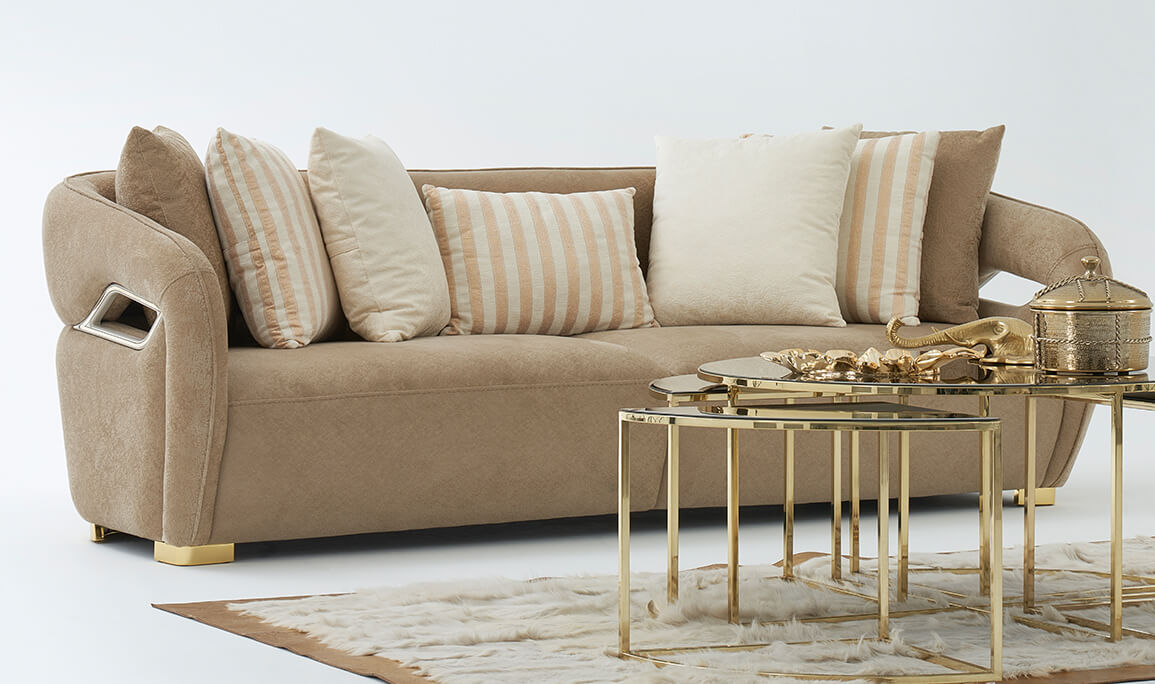 Velmora Üçlü Koltuk Kahve