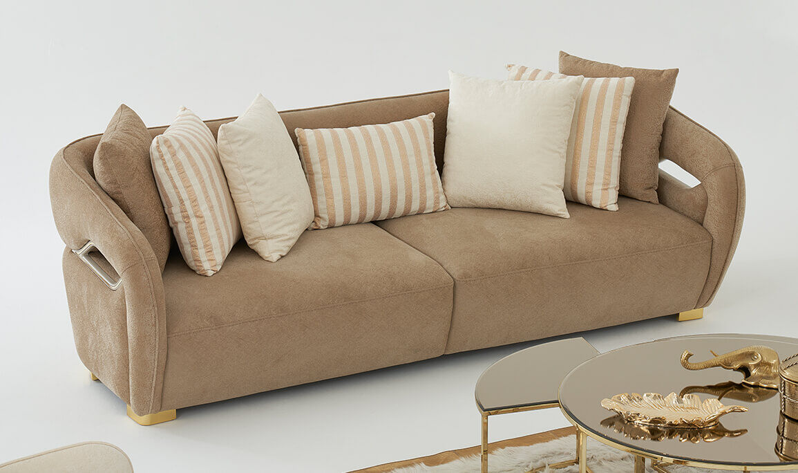 Velmora Üçlü Koltuk Kahve